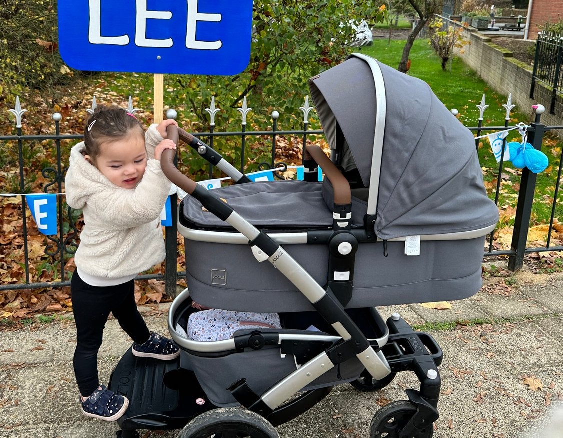 Joolz Geo kinderwagen: compleet met plankje& uitbreidingsset, Kinderen en Baby's, Ophalen, Gebruikt, Kinderwagen, Verstelbare duwstang