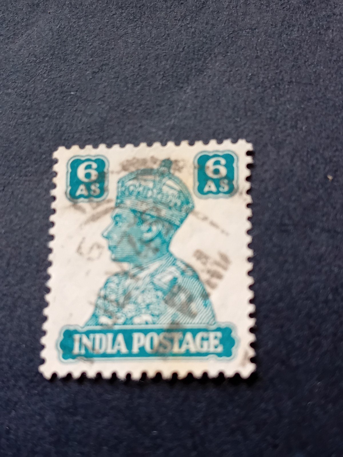 India Postzegel 6 As met Koning George V, Ophalen of Verzenden, T/m 1940, Gestempeld