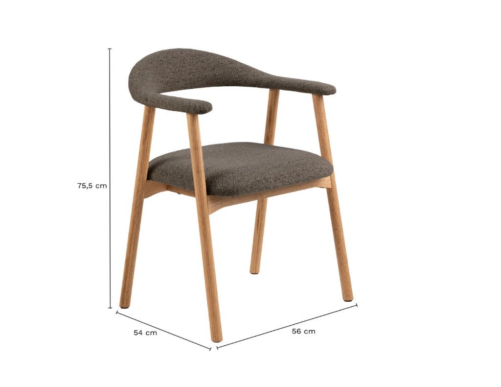 fonQ Nordic Eetkamerstoel Eikenhout Taupe 2 | €189 p stuk nu, Huis en Inrichting, Bruin, Byfonq, Nieuw, Ophalen of Verzenden