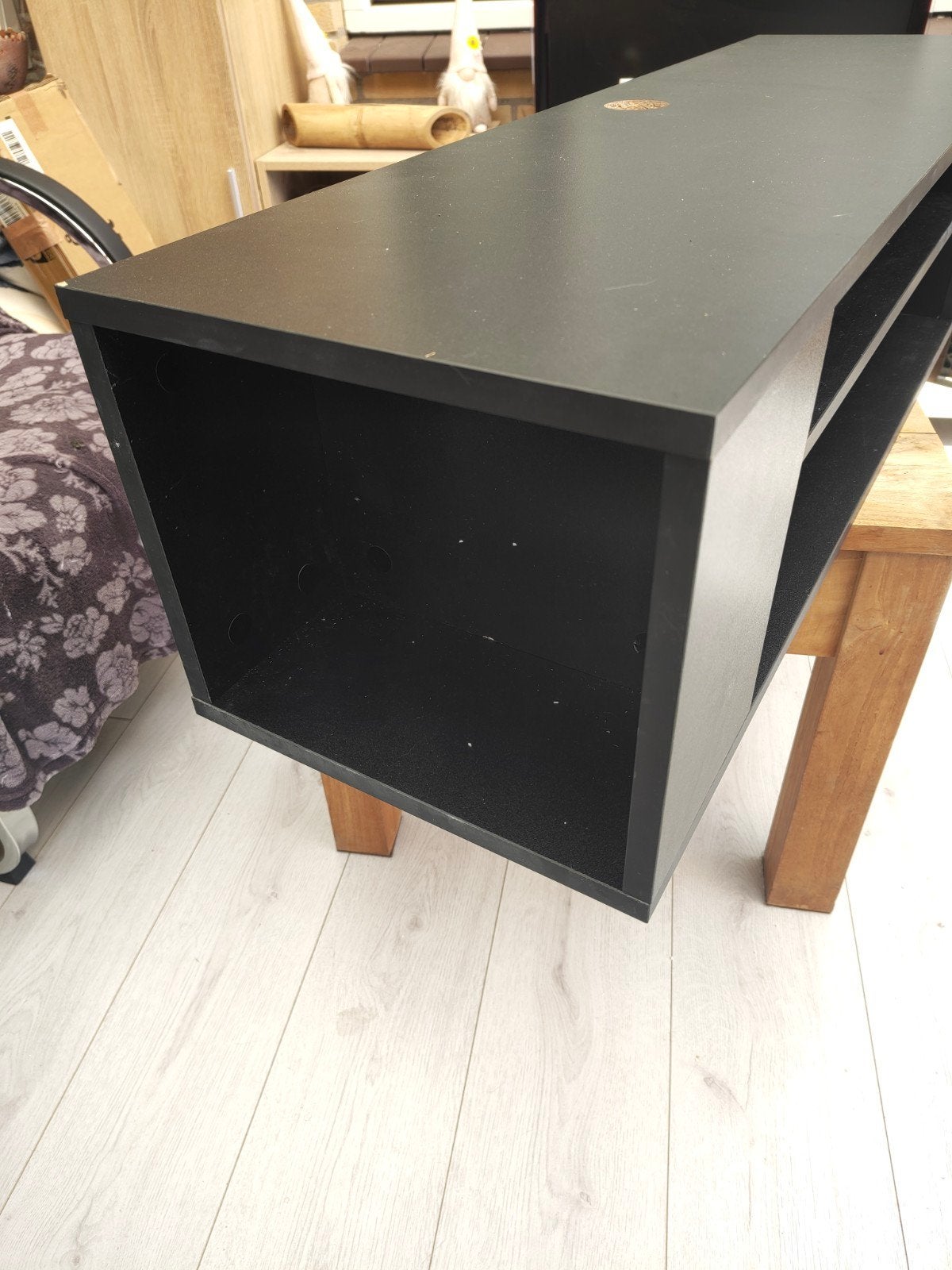 Zwart TV-meubel/wandplank met opbergruimte, Ophalen, 100 tot 150 cm, Zo goed als nieuw, Minder dan 25 cm