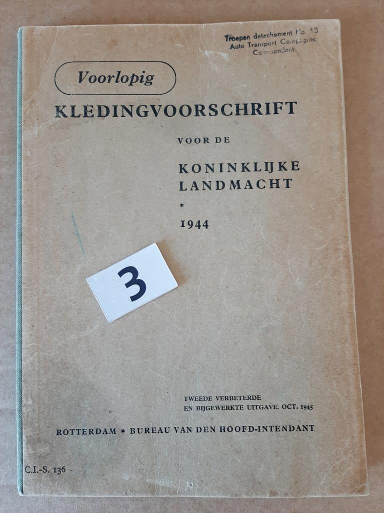 Kledingvoorschrift KL1944 PIB embleem Prinses Irene Brigade, Ophalen of Verzenden, Landmacht, Nederland, Embleem of Badge