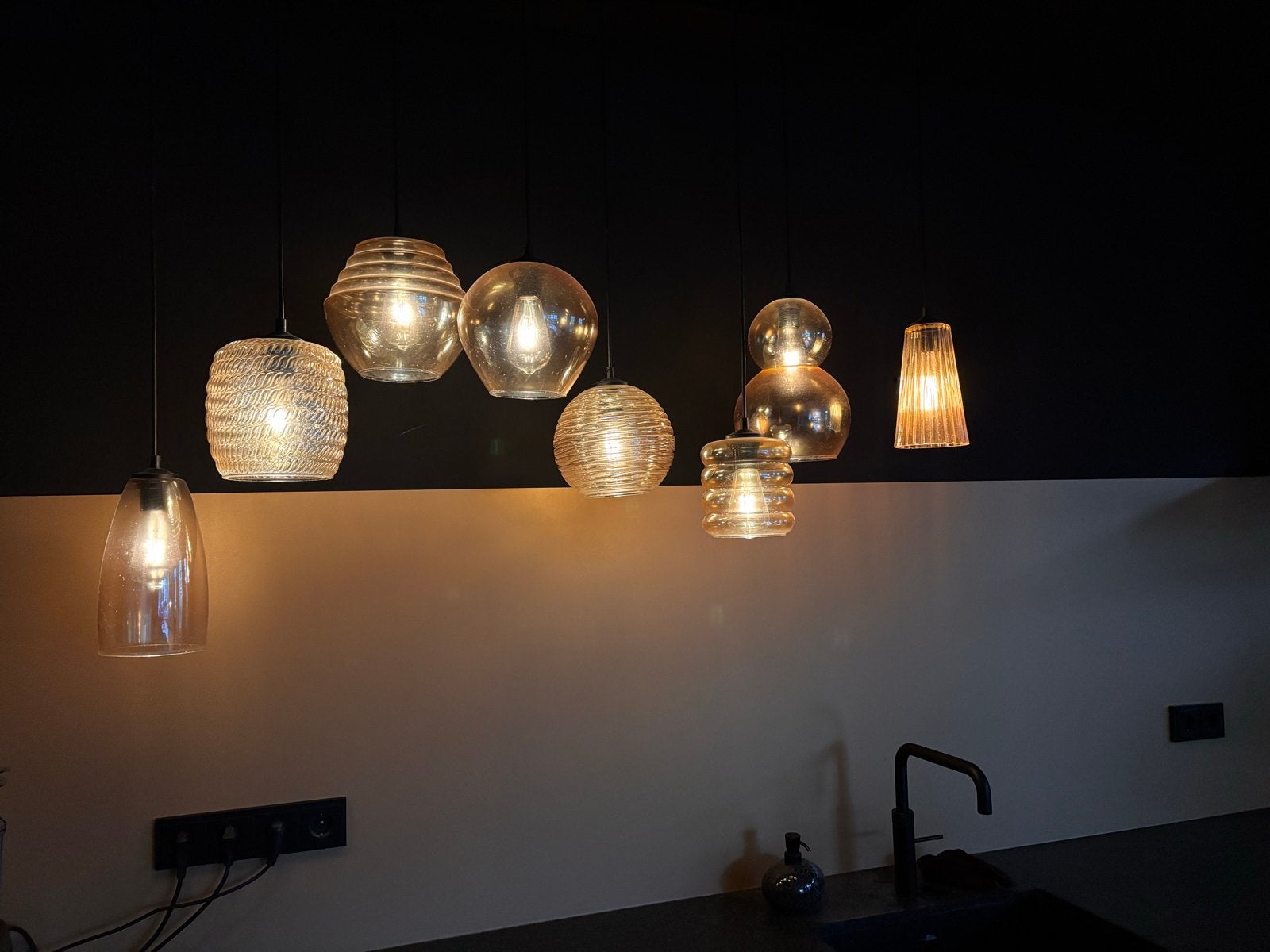 Quinto 8 Amber Hanglamp - Stijlvolle Verlichting, Ophalen, Zo goed als nieuw, Glas, E27 (groot)