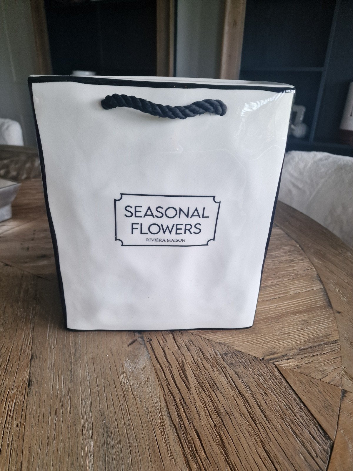 rivièra maison Seasonal Flowers Vase bloemenvaas zwart wit, Ophalen of Verzenden, Nieuw