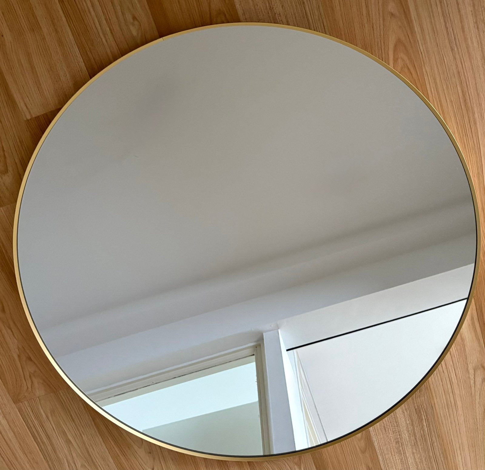 Spiegel goudkleur van ikea, Ophalen, Minder dan 50 cm, Rond, Zo goed als nieuw