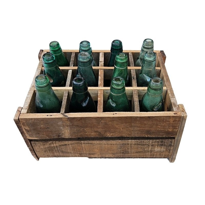 Krat met Flesjes Bierfles Flessenkrat Decoratie Glazen Hout, Ophalen of Verzenden