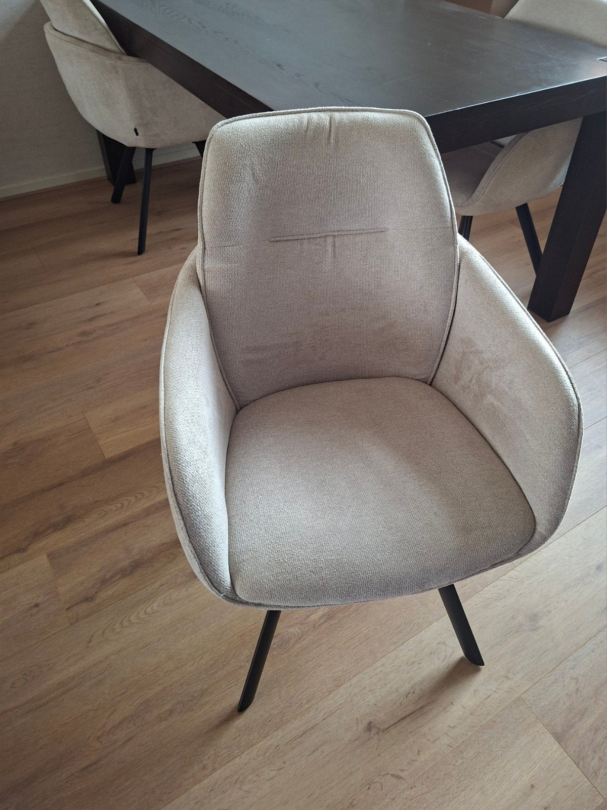 Jessie Draaistoel Beige - Comfortabele Eetkamerstoel 4x, Ophalen, Modern, Comfortabel, Overige kleuren, Zo goed als nieuw