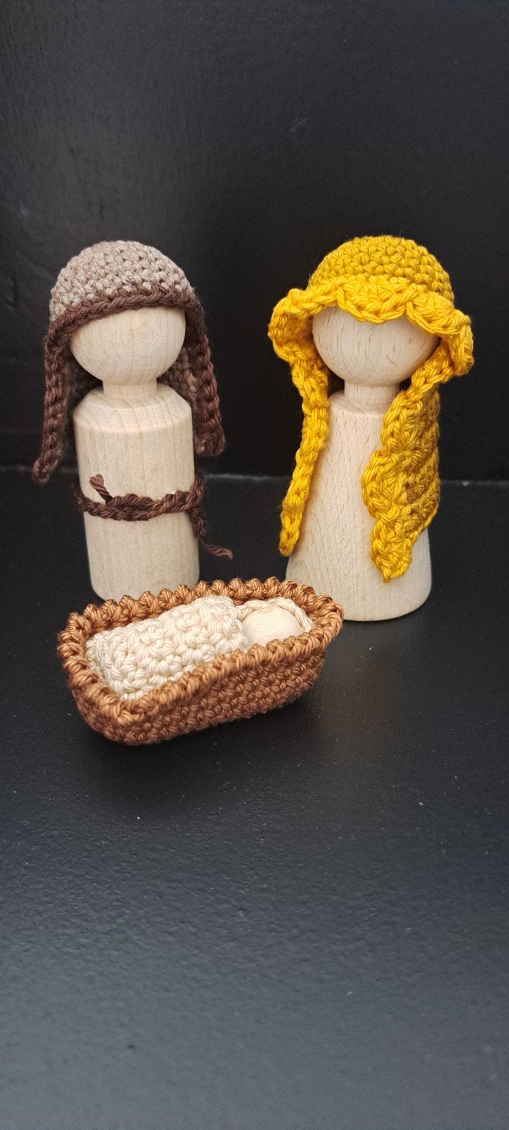 Handgemaakte Kerststal Pegdolls - Jozef, Maria en Jezus, Ophalen of Verzenden, Nieuw