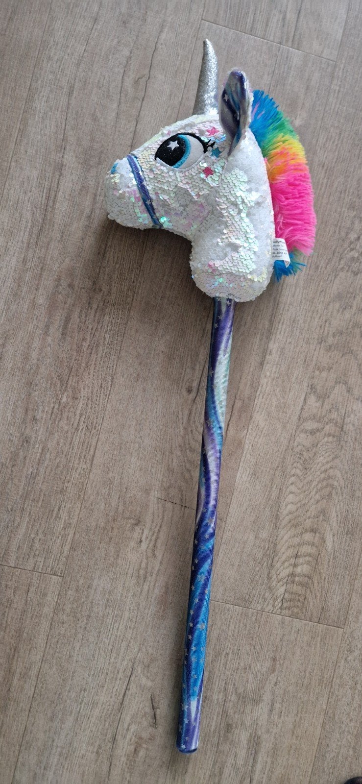 Jollypluche Stokpaard Eenhoorn Glitter Wit met Geluid, Kinderen en Baby's, Ophalen, Gebruikt, Meisje