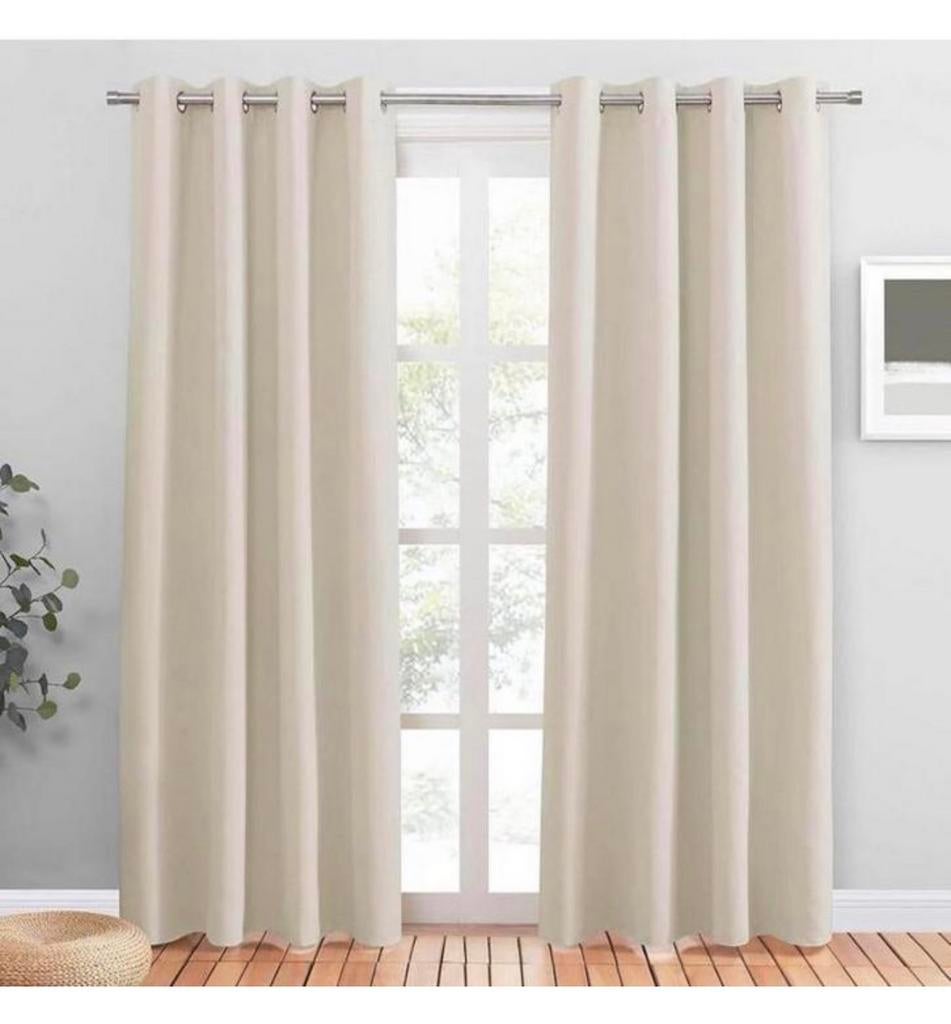Licht-beige Isolerende thermische gordijnen 140 x 220 set, 100 tot 150 cm, 200 cm of meer, Beige, Nieuw