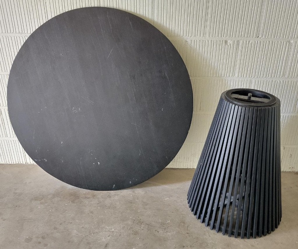 Ronde tafel zwart, Huis en Inrichting, Tafels | Eettafels, Ophalen, Gebruikt, Rond, Cetrale ronde poot