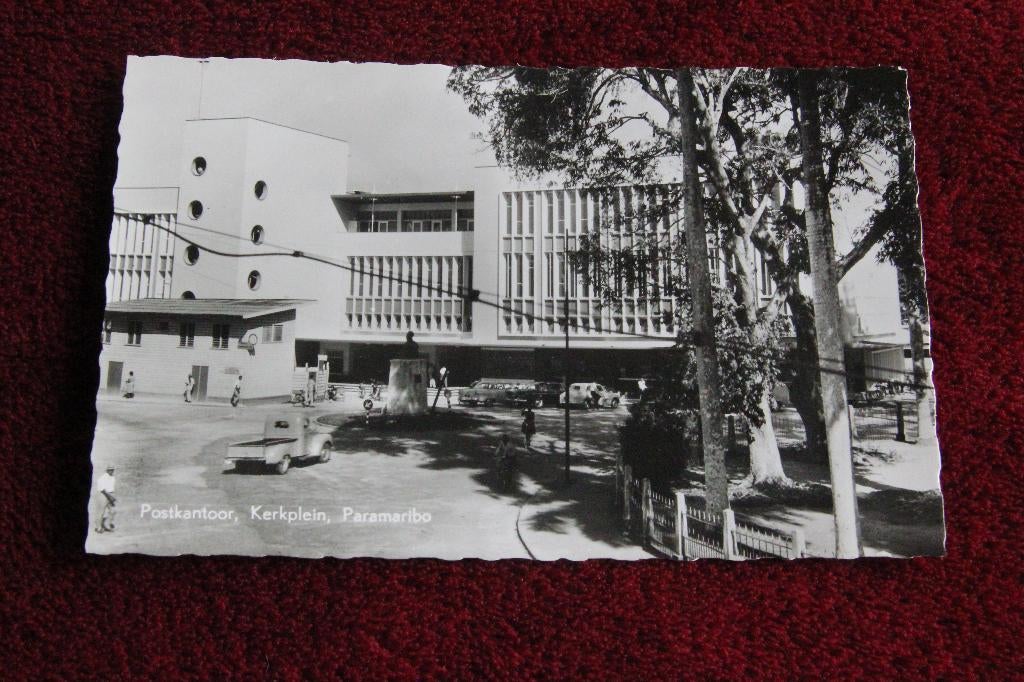 fotokaartje Postkantoor, kerkplein paramaribo. Suriname, Ophalen of Verzenden, 1940 tot 1960, Ongelopen, Buiten Europa
