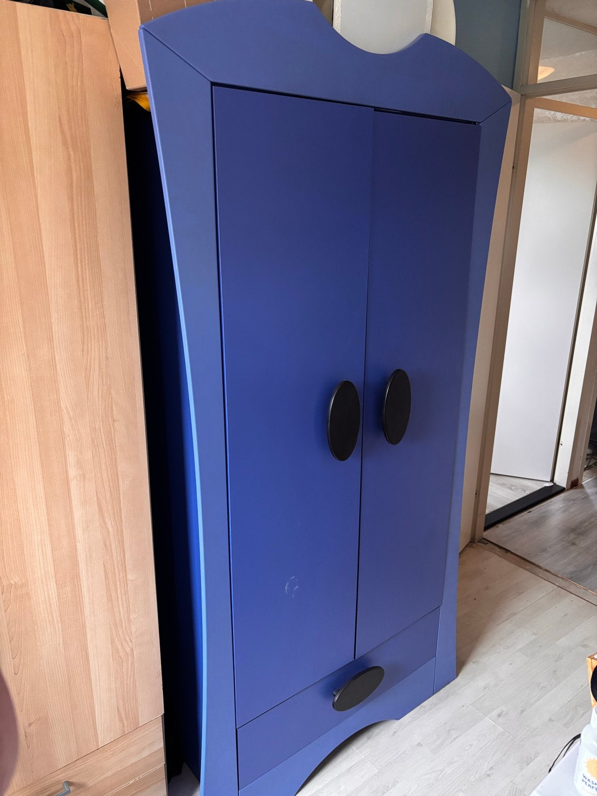 Leuke Kinder Kledingkast - Blauw, Ophalen, Gebruikt, Kast, 105 cm of meer
