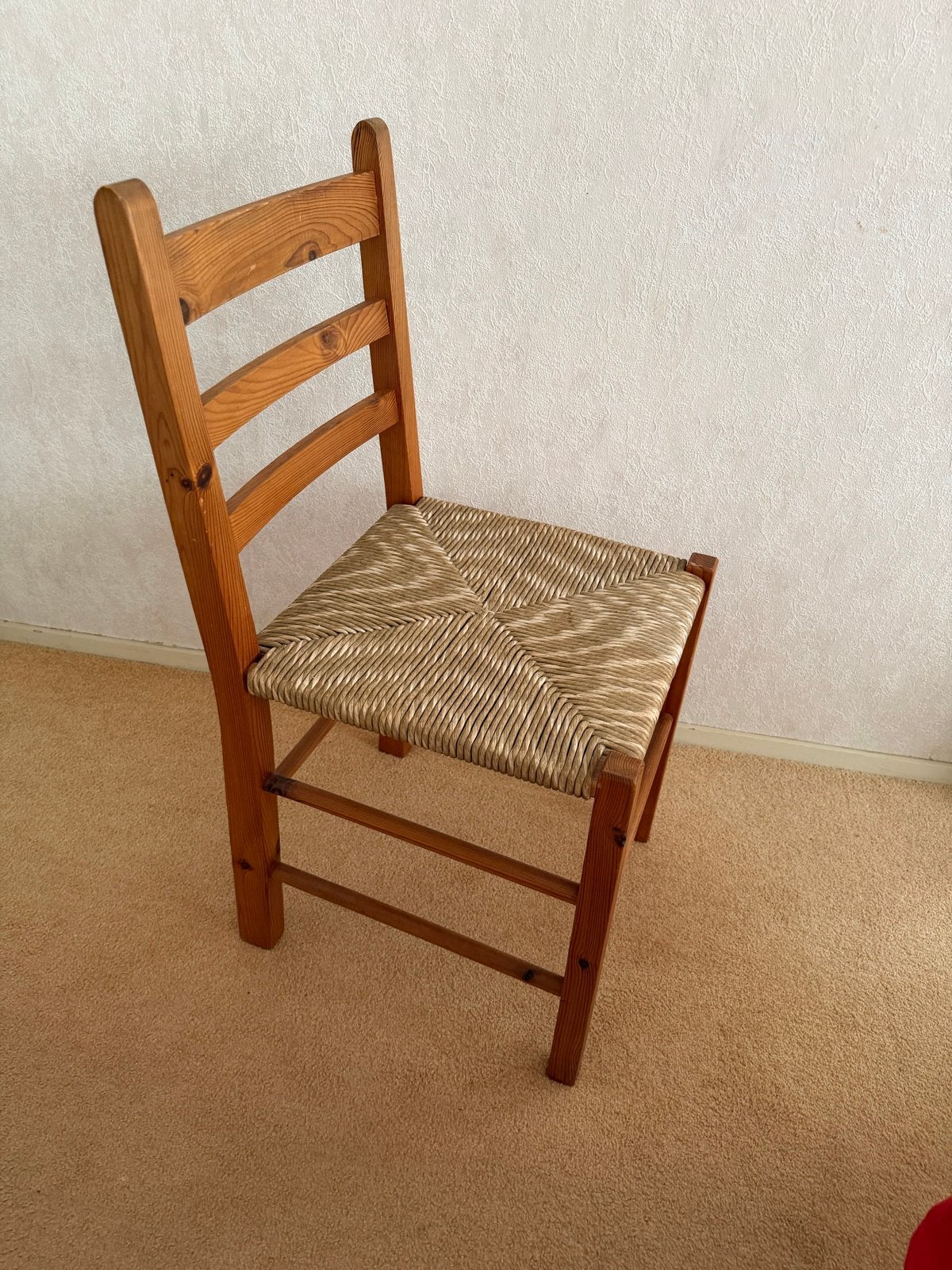 Houten stoel met rieten zitting, Huis en Inrichting, Ophalen, Gebruikt, Bruin, Eén