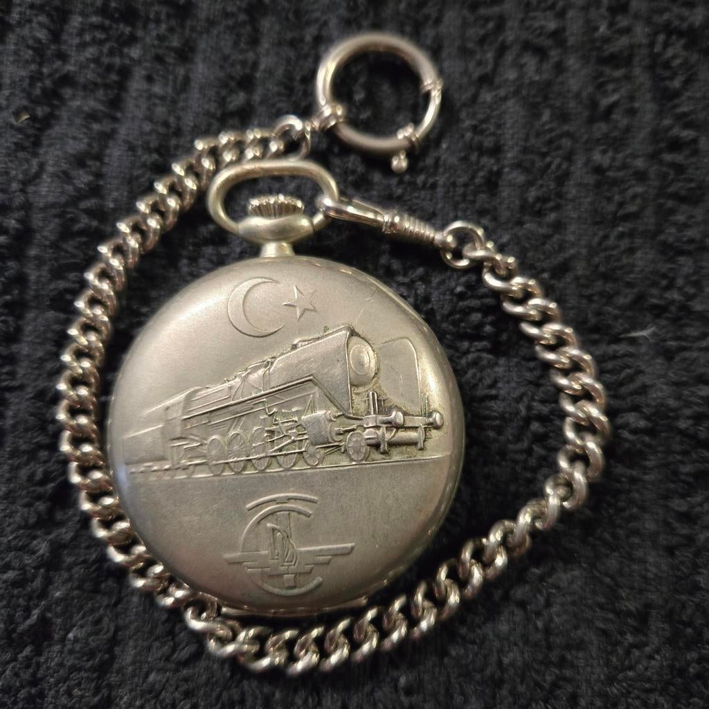 Antiek Zenith zakhorloge - Turkse Spoorwegen, Sieraden, Tassen en Uiterlijk, Overige merken, Zakhorloge, Staal, 1930 tot 1960