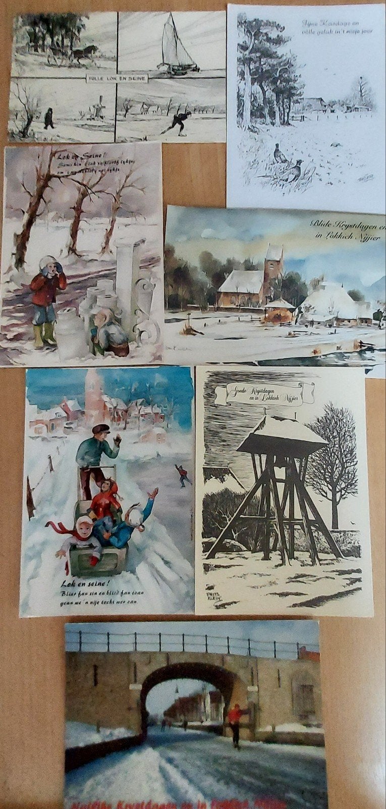 7 Friese wensenkaarten, Ophalen of Verzenden, 1960 tot 1980, Gelopen, Feest(dag)