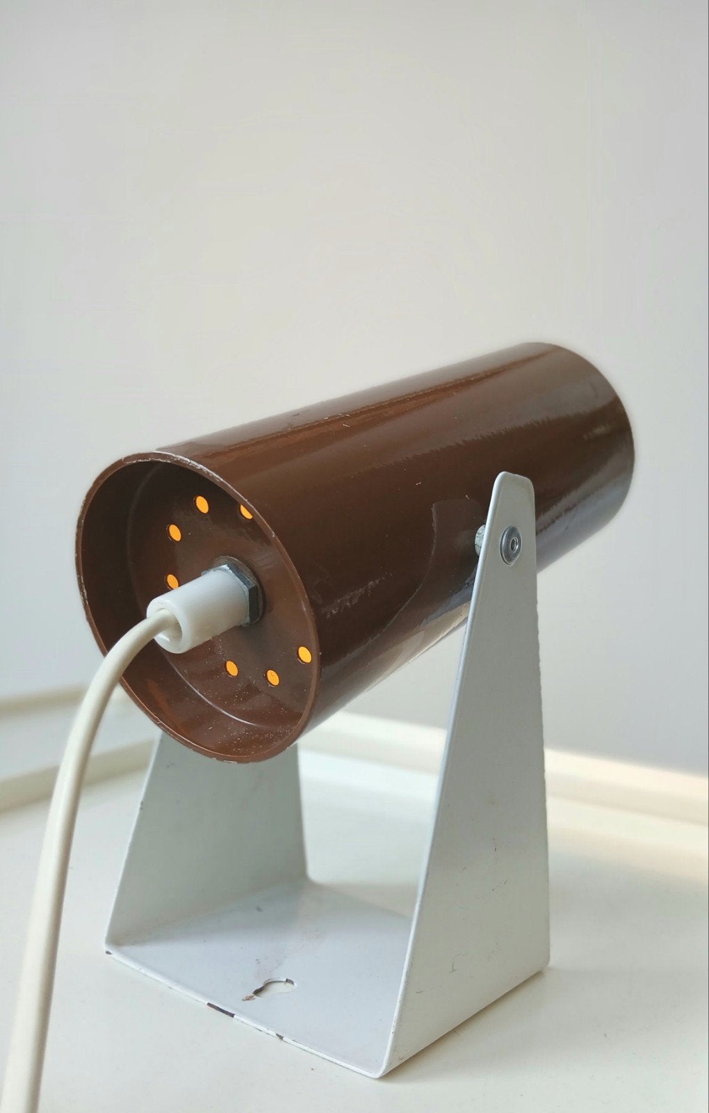 Vintage, jaren 60/70, space age, koker tafellamp / wandlamp, Gebruikt, Ophalen of Verzenden, Metaal, Wandlamp