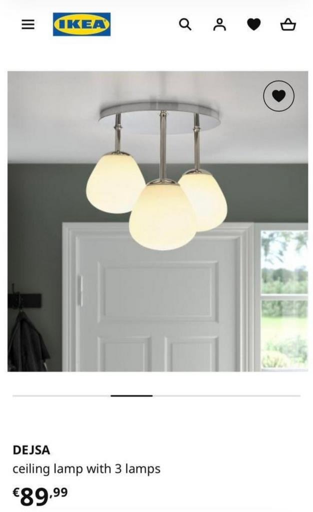 Ikea Dejsa plafondlamp met 3 opaalglazen bollen, Ophalen, Zo goed als nieuw, Glas, Modern, Scandinavisch