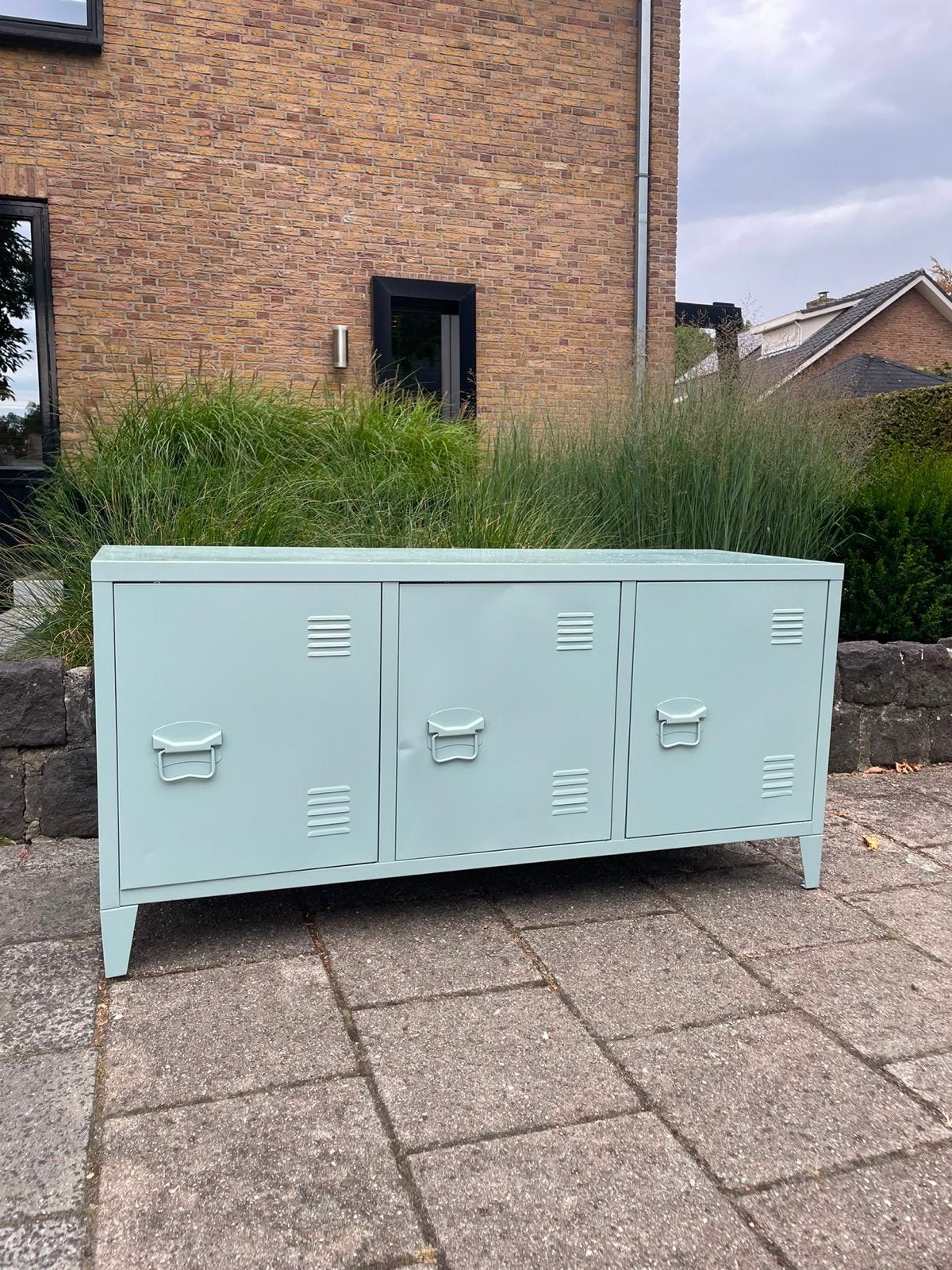 Mintgroen locker kastje met 3 deurtjes en plank, Huis en Inrichting, Kasten | Lockerkasten, Ophalen, Gebruikt