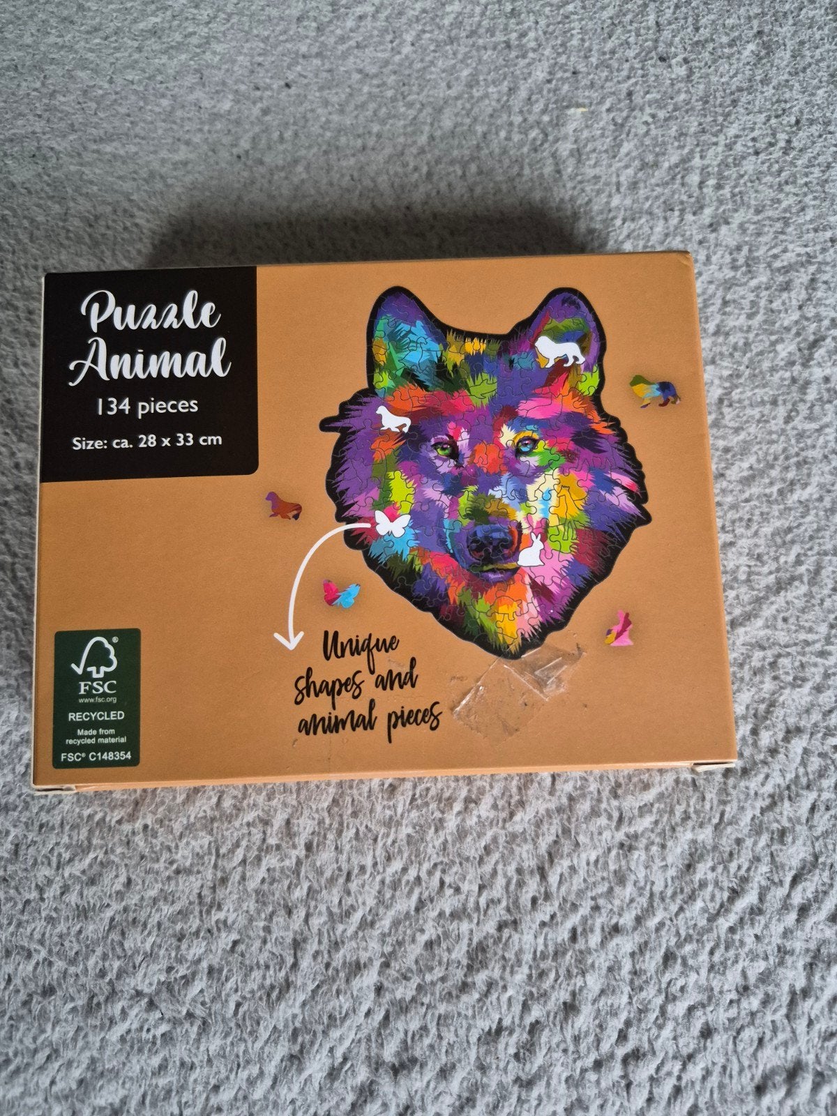 Puzzel Animal Wolf 134 stukjes - Unieke vormen, Ophalen of Verzenden, Minder dan 500 stukjes, Legpuzzel