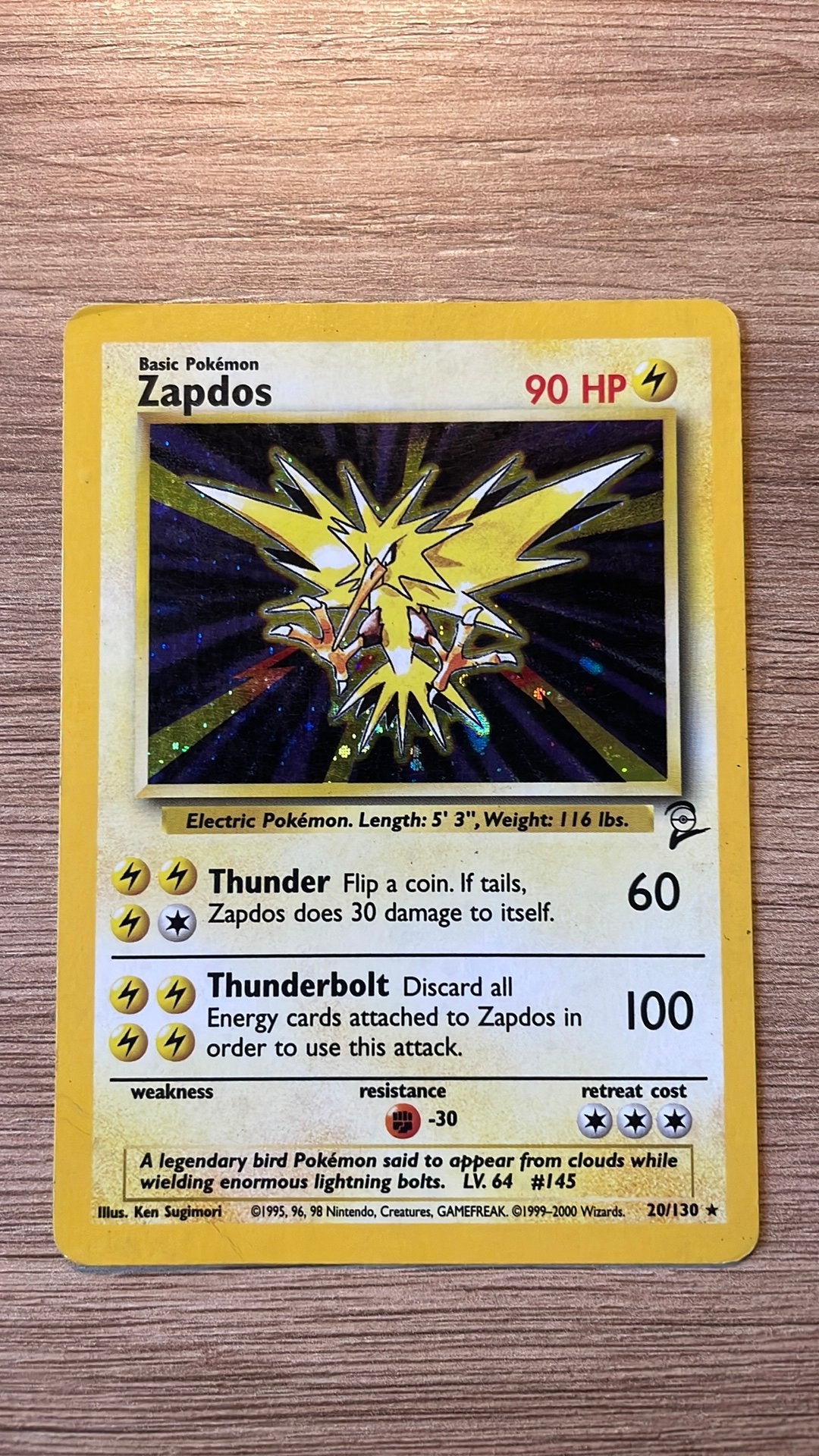 Pokémon Zapdos 20/130 | Base Set 2, Ophalen of Verzenden, Zo goed als nieuw