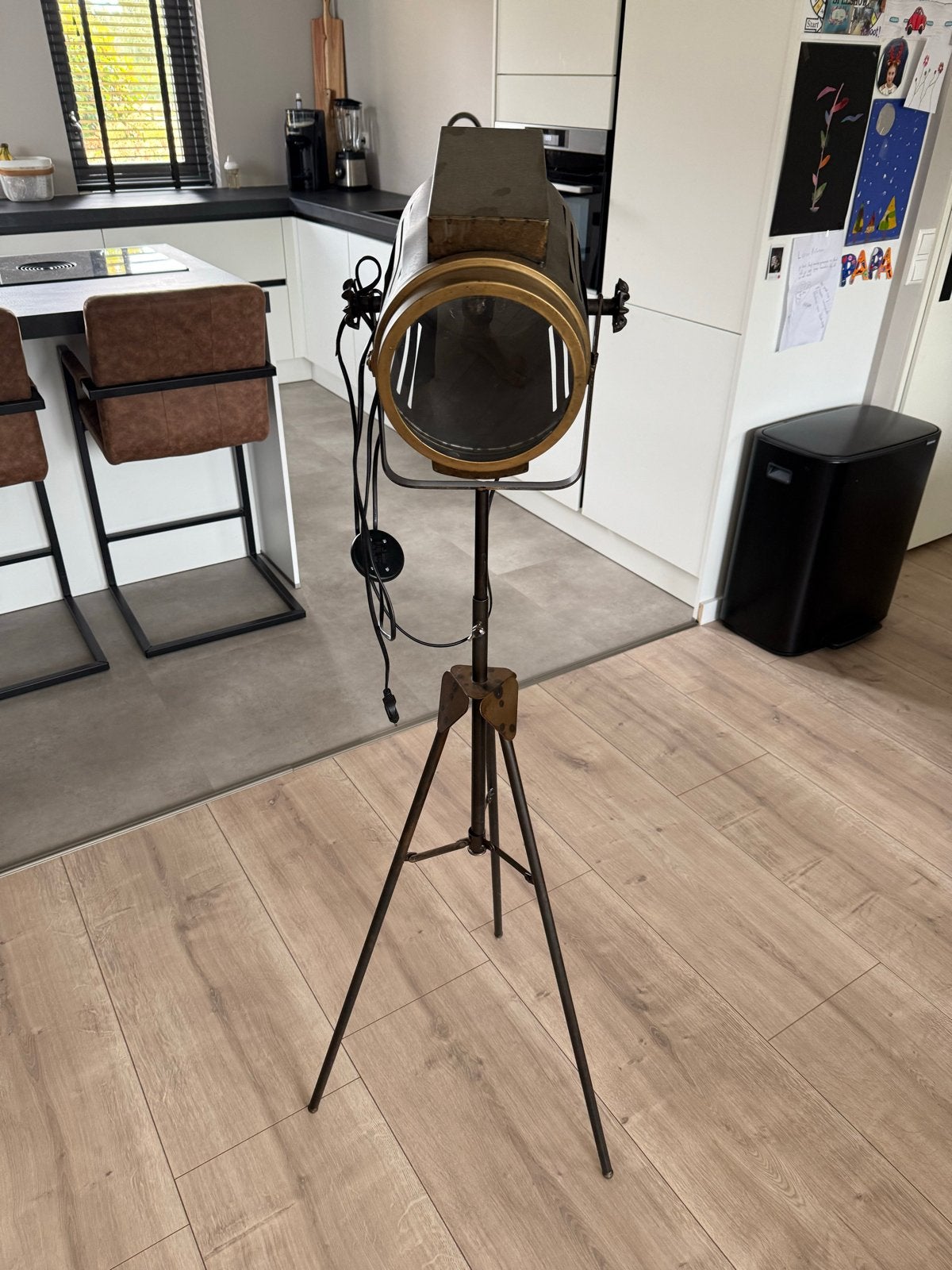 Vintage Industriële Spotlight Vloerlamp op Statief, Overige merken, Gebruikt, Industrieel, Overige fittingen