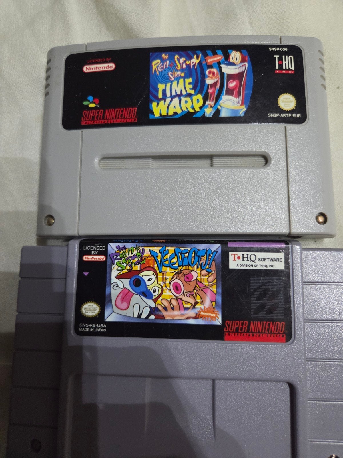 2x Ren & Stimpy games voor de Super Nintend0, Gebruikt, 1 speler, Ophalen of Verzenden, Vanaf 3 jaar