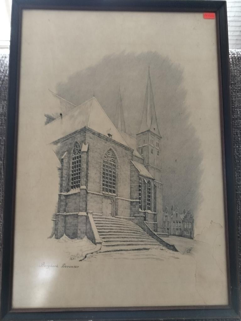 Tekening Bergkerk Deventer, Ophalen of Verzenden