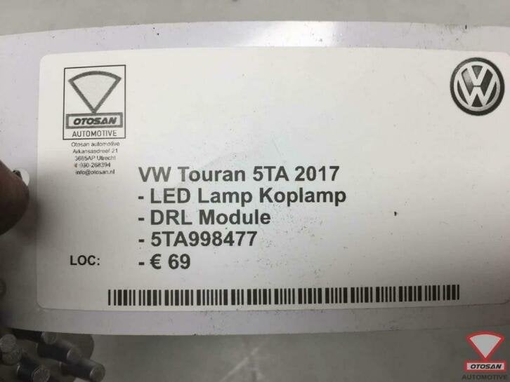 vw touran 5ta 2017 led lamp koplamp drl module 5ta998477, Gebruikt, Volkswagen, Volkswagen AG, Berliner Ring 2
38440  Wolfsburg, DE