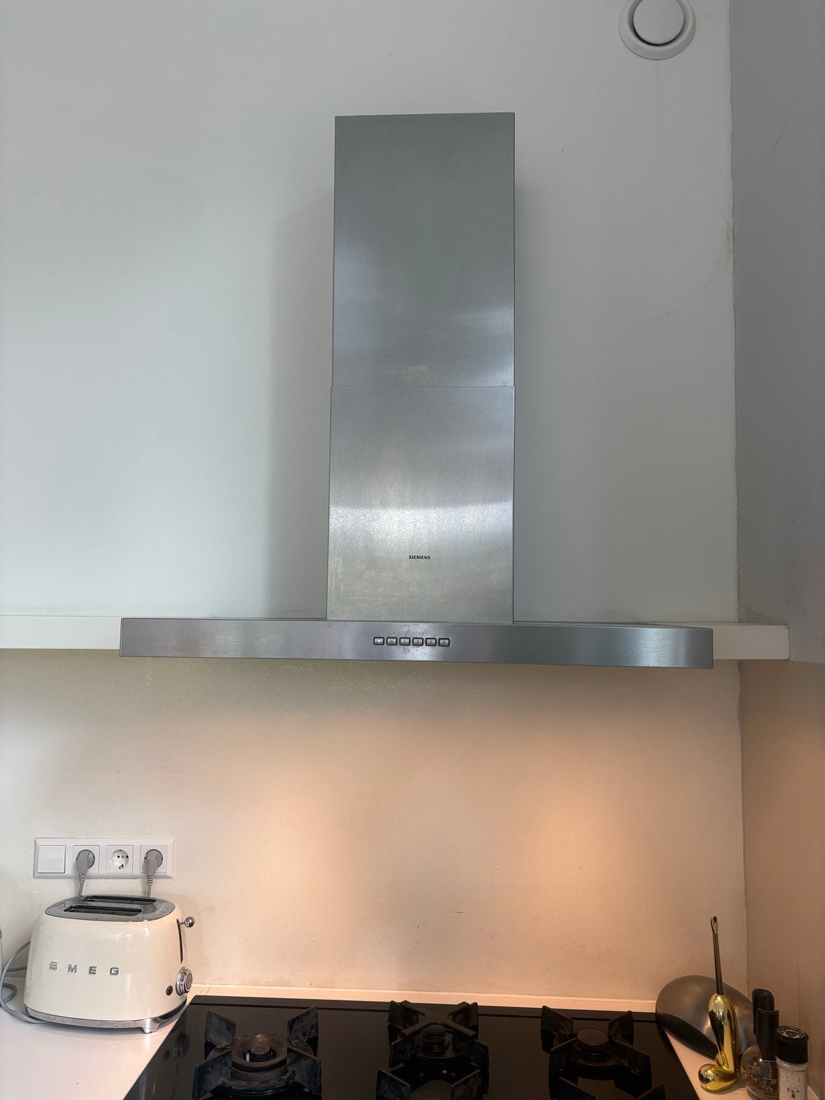 Siemens Afzuigkap 90 cm RVS - Wandschouwkap, Ophalen, Gebruikt, Vrijstaand, Wandschouwkap