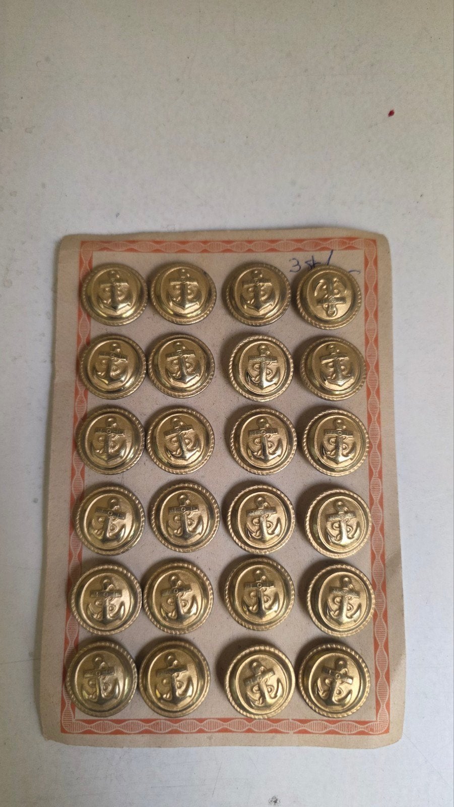 Partij vintage ankerknopen – 24 stuks op originele kaart, Ophalen of Verzenden, Overige soorten, Nederland, Embleem of Badge