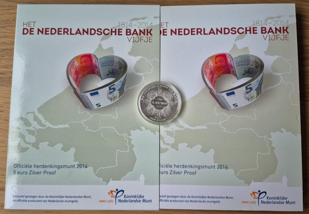 KNM 2014 De Nederlandsche Bank Vijfje Zilver Proof, Postzegels en Munten, Munten | Nederland, Verzenden, Koningin Beatrix, Zilver