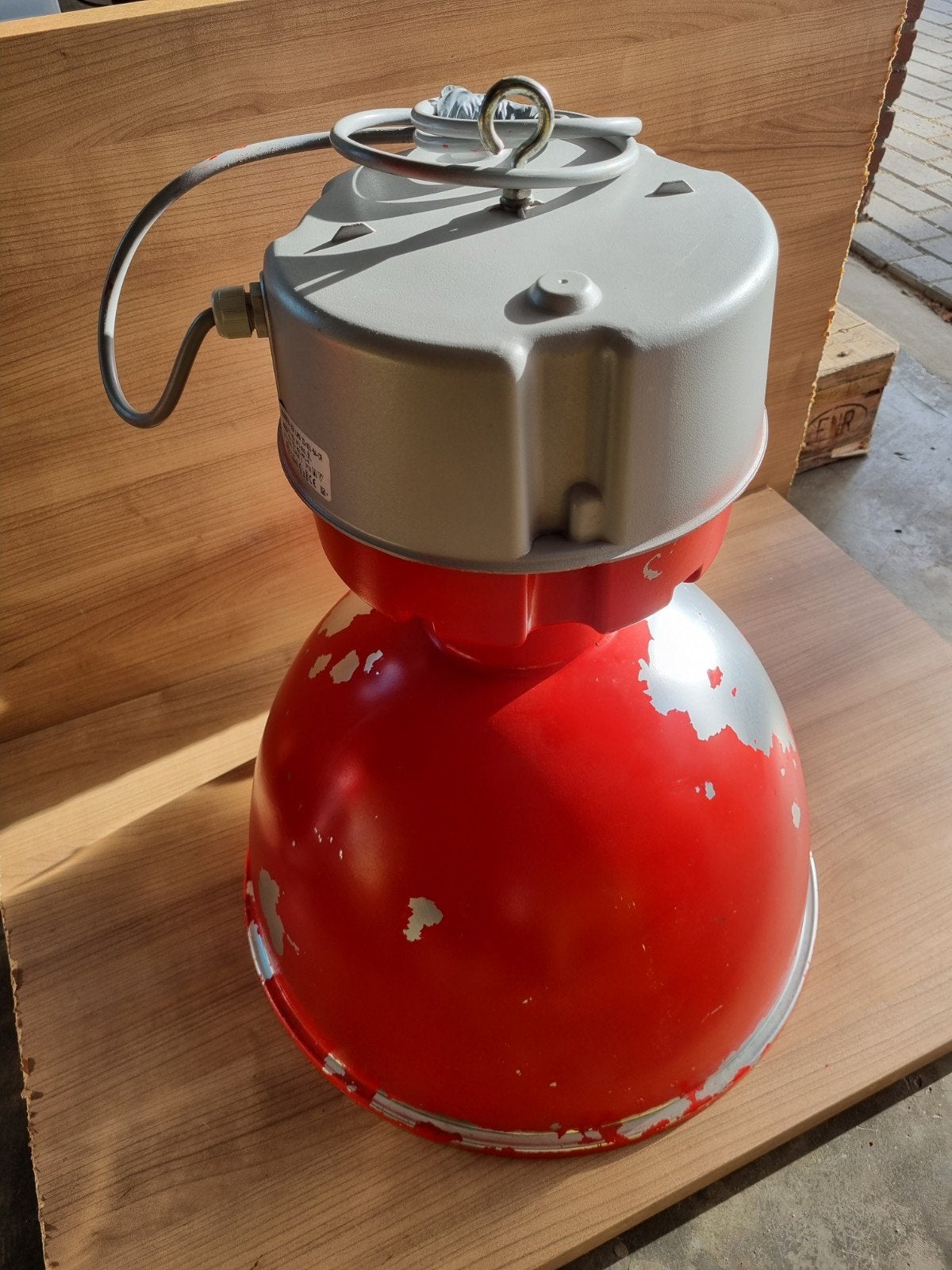 Te koop industriële hanglamp incl grote lamp., Huis en Inrichting, Lampen | Hanglampen, Ophalen, Gebruikt, Metaal, Industriël