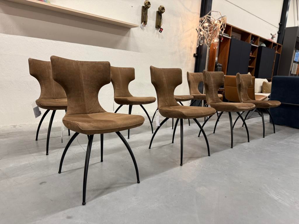 4 Nieuw Leolux Callas eetkamerstoel Danza leer Design stoel, Leolux, Bruin, Nieuw, Leer