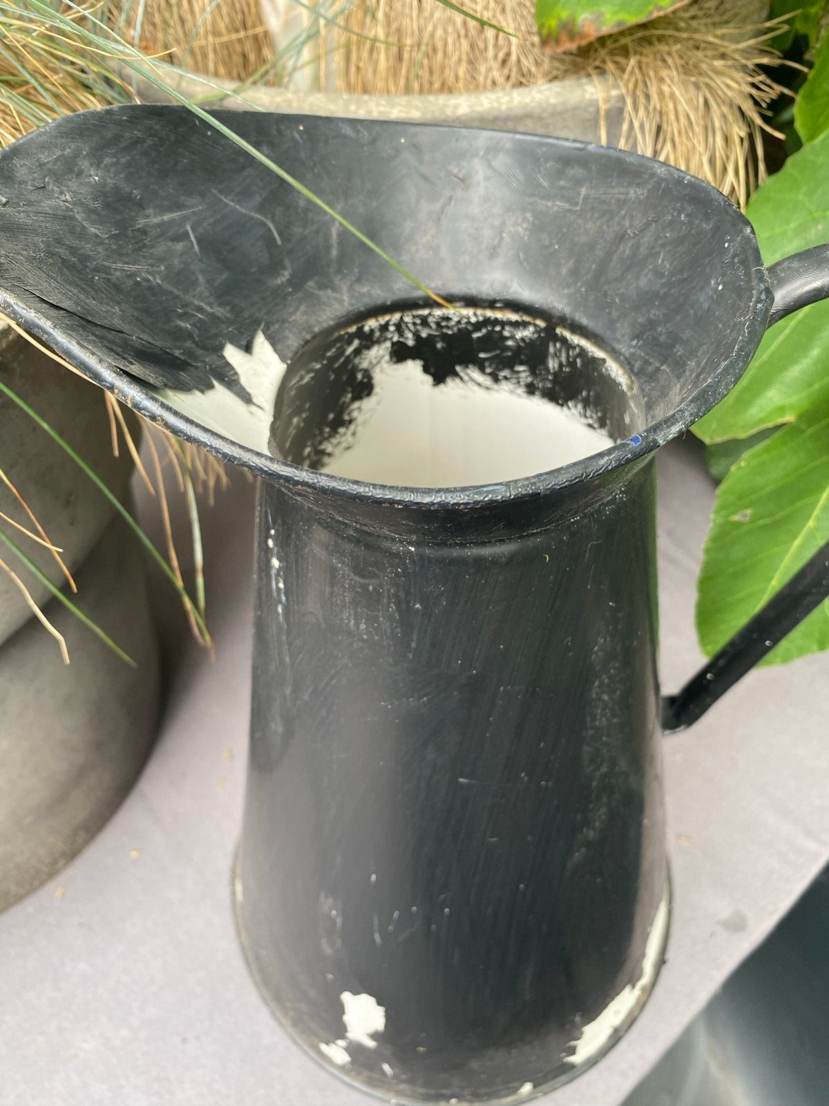 Vintage Zwarte Emaille Kan - Brocante Stijl, Ophalen