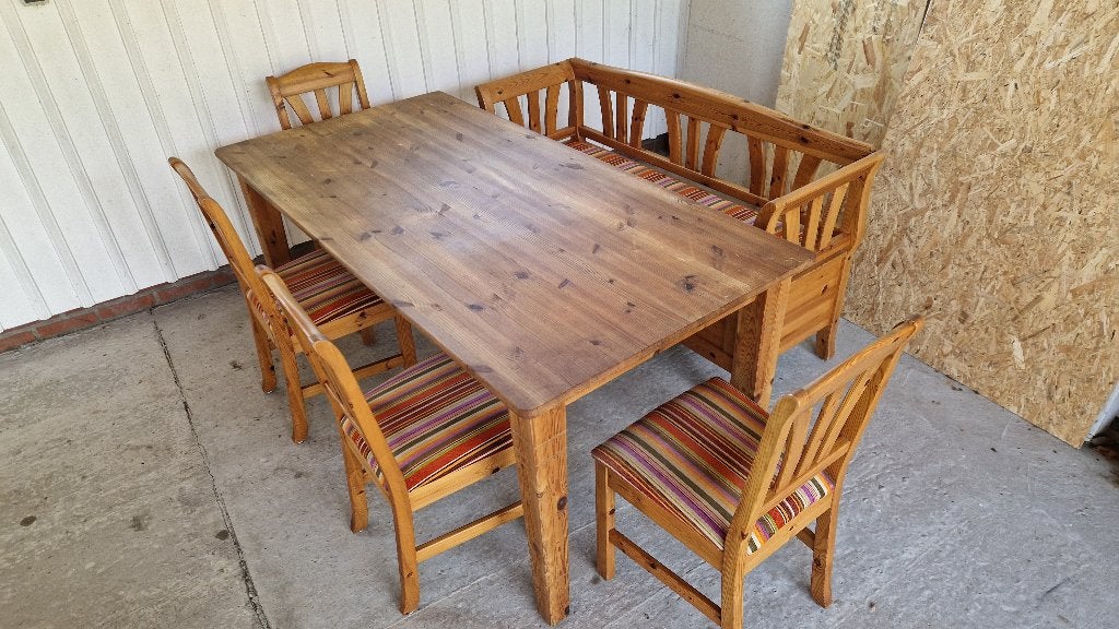 Ikea stoelen, tafel en bankje, Ophalen, Gebruikt, Landelijk, 4 tot 6 stoelen