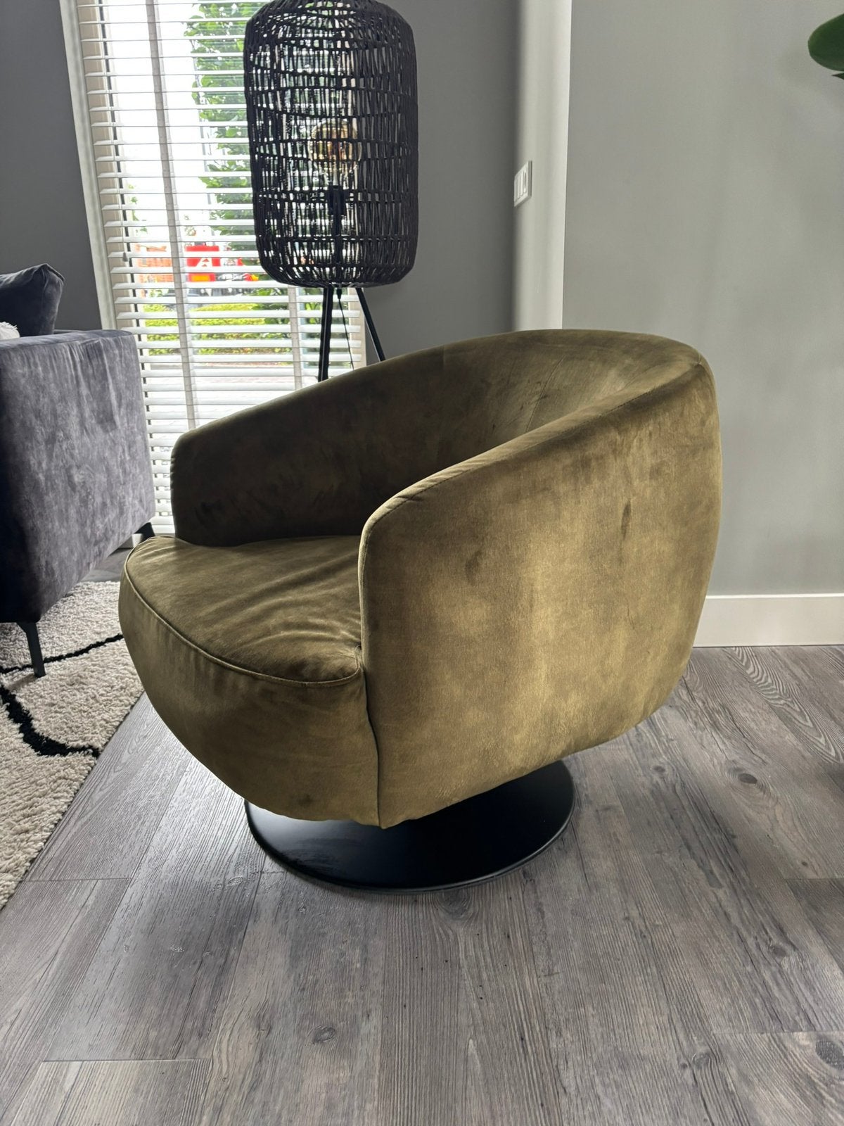 Groene stoffen draaifauteuil, Huis en Inrichting, Ophalen, Gebruikt