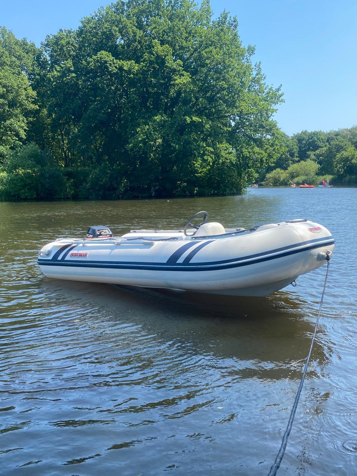 Suzumar RIB 350 polyester bodem met mercury 9.9pk en trailer, Watersport en Boten, Rubberboten, Gebruikt, Suzumar, Inclusief motor