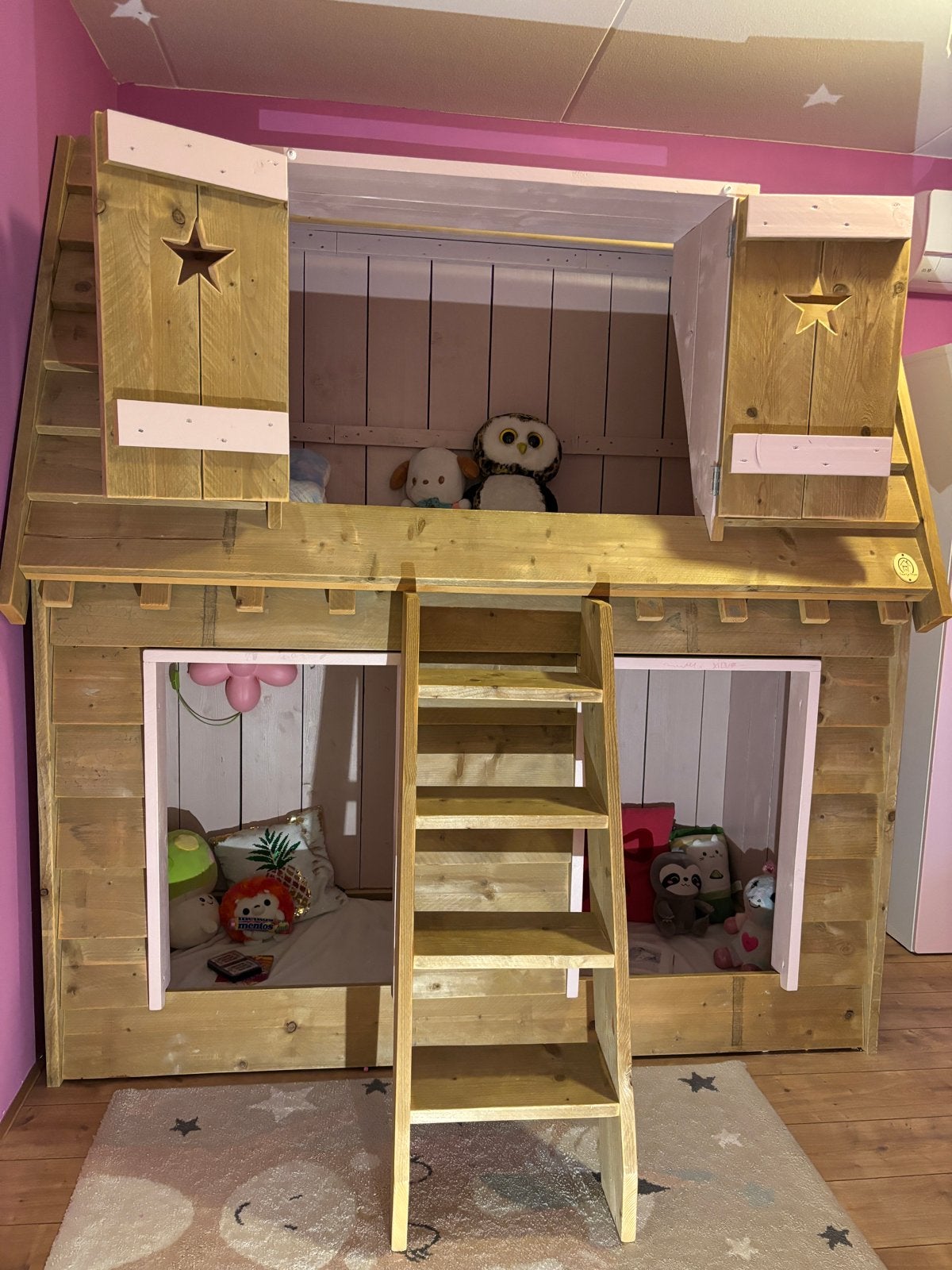 Origineel Saartje Prum Droomhuis | Steigerhout Huisbed, Huis en Inrichting, Ophalen, 90 cm, Tweepersoons, Zo goed als nieuw