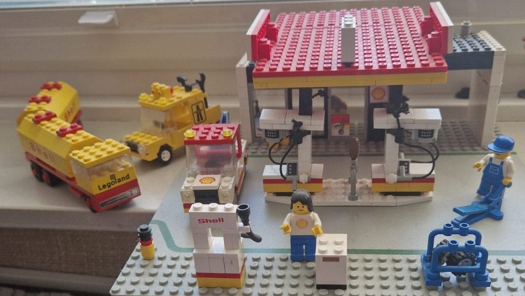 Lego 6378 Shell Station compleet uit 1986 met extra, Gebruikt, Lego, Ophalen of Verzenden, Compleet