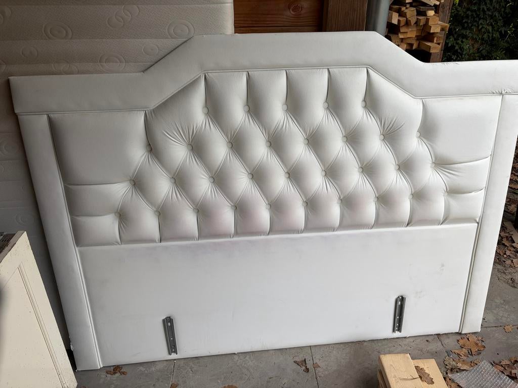 Hoofdbord boxspring bed 160x200, Ophalen, Gebruikt, Wit, Tweepersoons