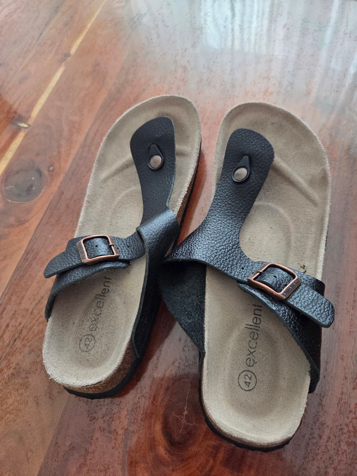 Zwarte slippers met gesp - Maat 42, Ophalen