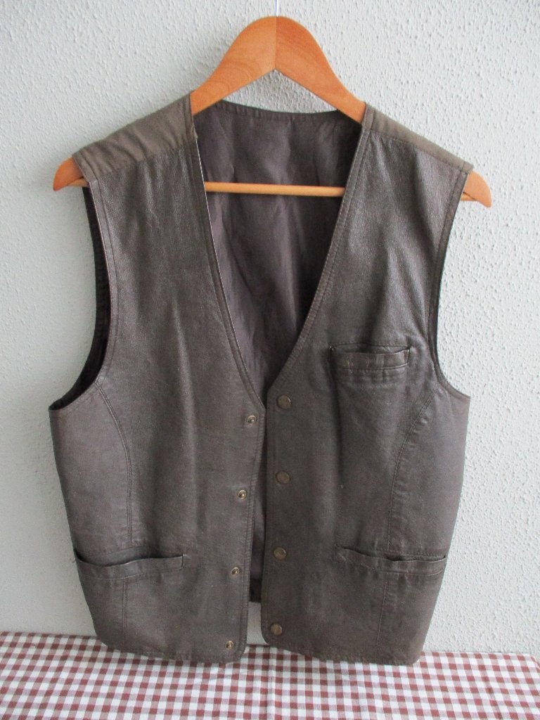 Vintage Heren Gilet Leer Retro, Ophalen of Verzenden, Huis en Inrichting