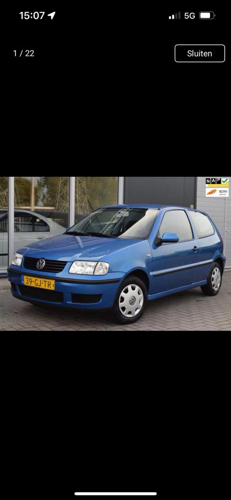 Volkswagen Polo 1.4 44KW 2000 Blauw 88000 km, Voorwielaandrijving, 450 kg, 31 €/maand, 4 cilinders