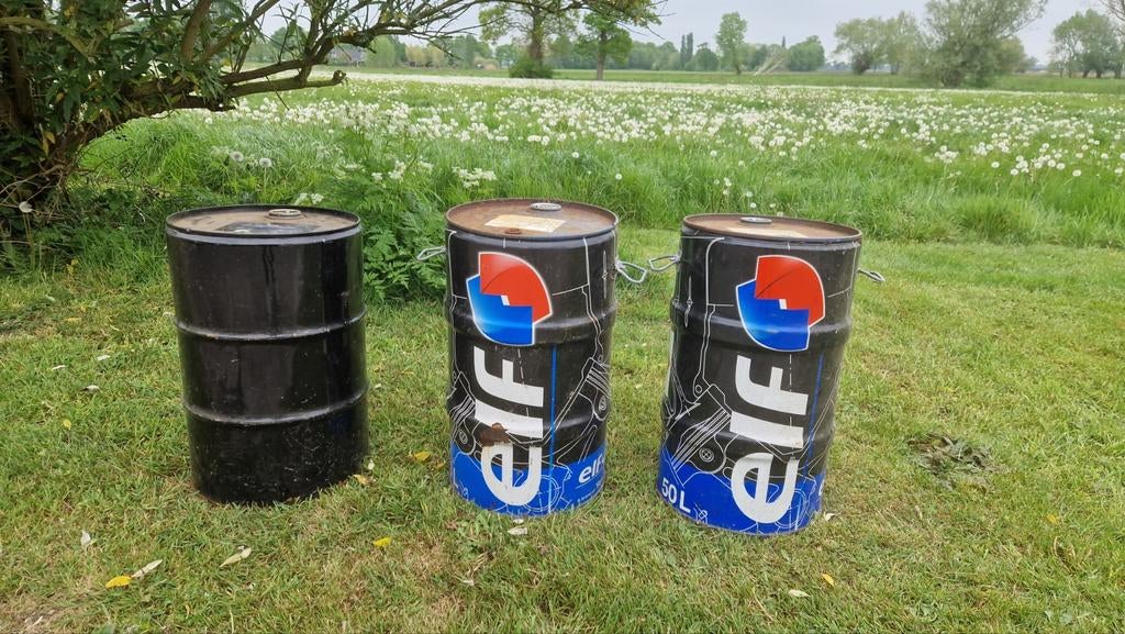 Metalen vaten / olievaten - 3 stuks, Tuin en Terras, Vuurkorven, Ophalen, Gebruikt