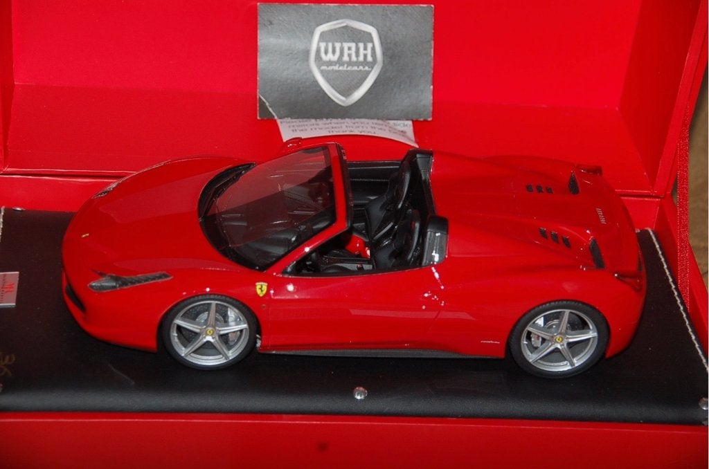 1:18 FERRARI 458 SPIDER rosso corsa MR models USED WRH, Verzenden, Zo goed als nieuw, Auto, Overige merken