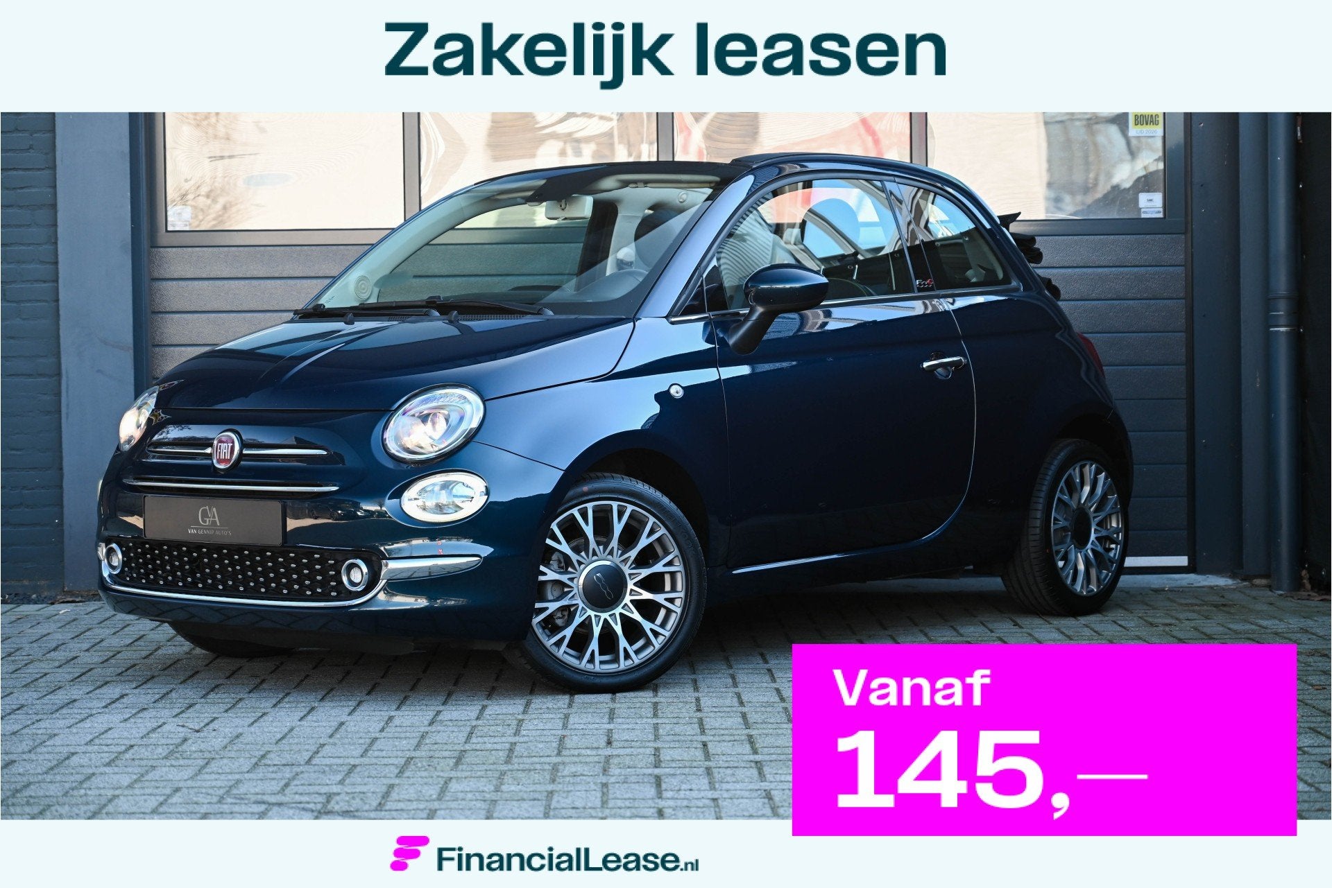 Fiat 500C 0.9 TwinAir Turbo Lounge, Gebruikt, Cabriolet, Leder en Stof, Origineel Nederlands