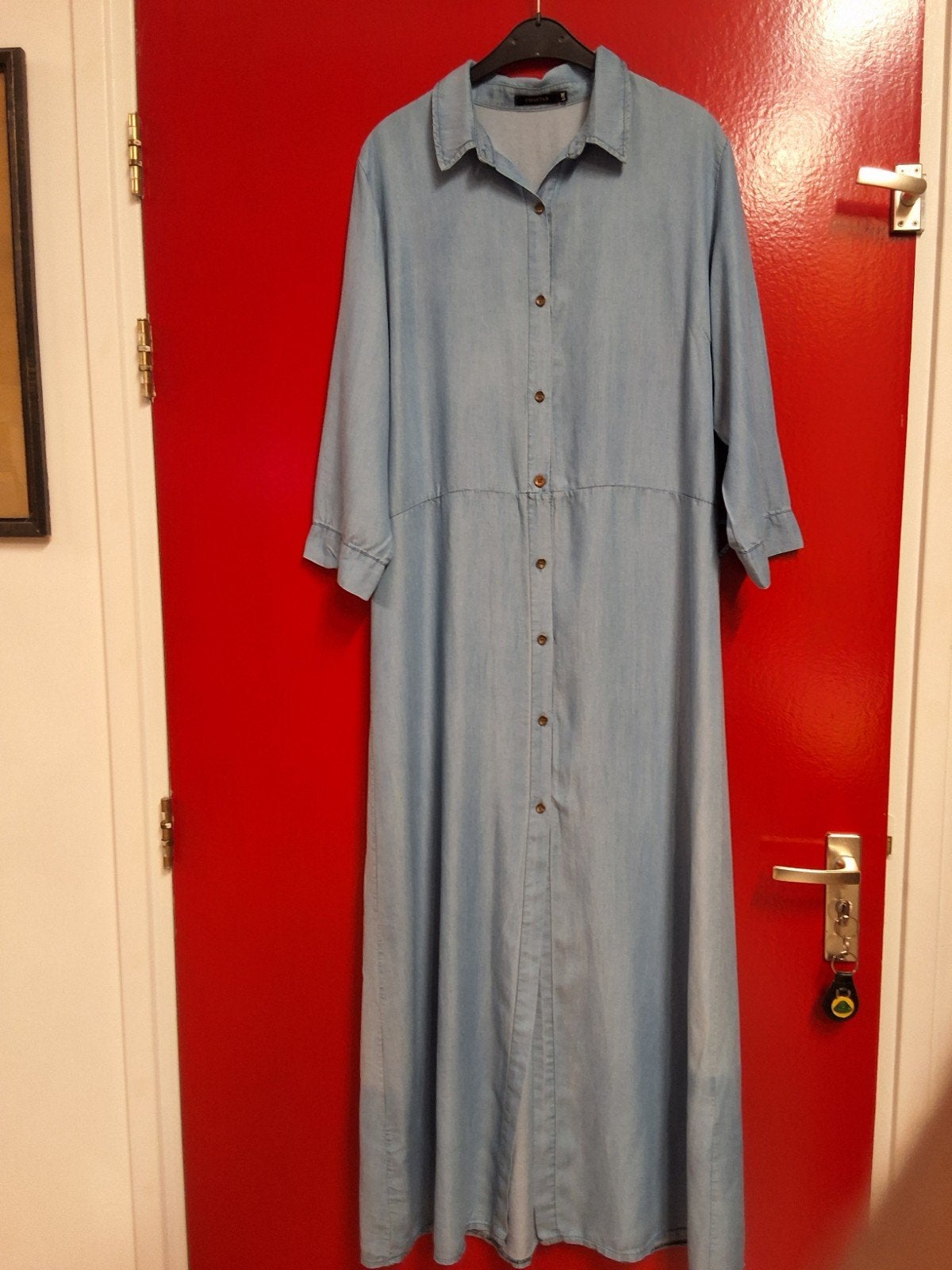 Chastar maxi jurk L/XL, blauw katoen, spijkerlook, Blauw, Chastar, Maat 46/48 (XL) of groter, Ophalen of Verzenden
