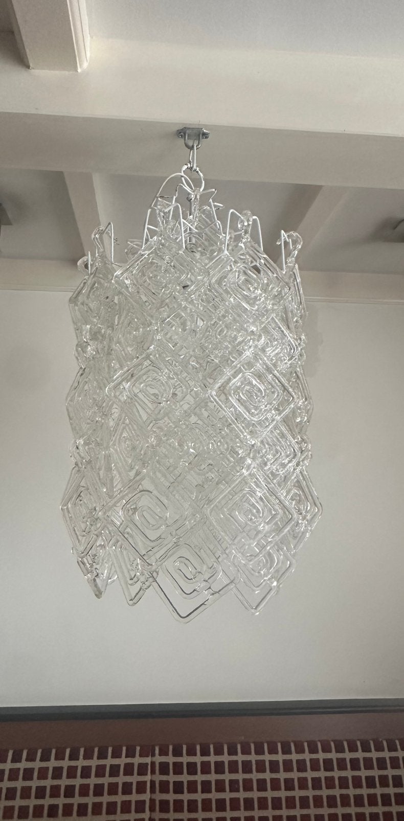 Aparte vintage Italiaanse Lamp met vierkant spiraal glas, Ophalen of Verzenden, Zo goed als nieuw, Glas