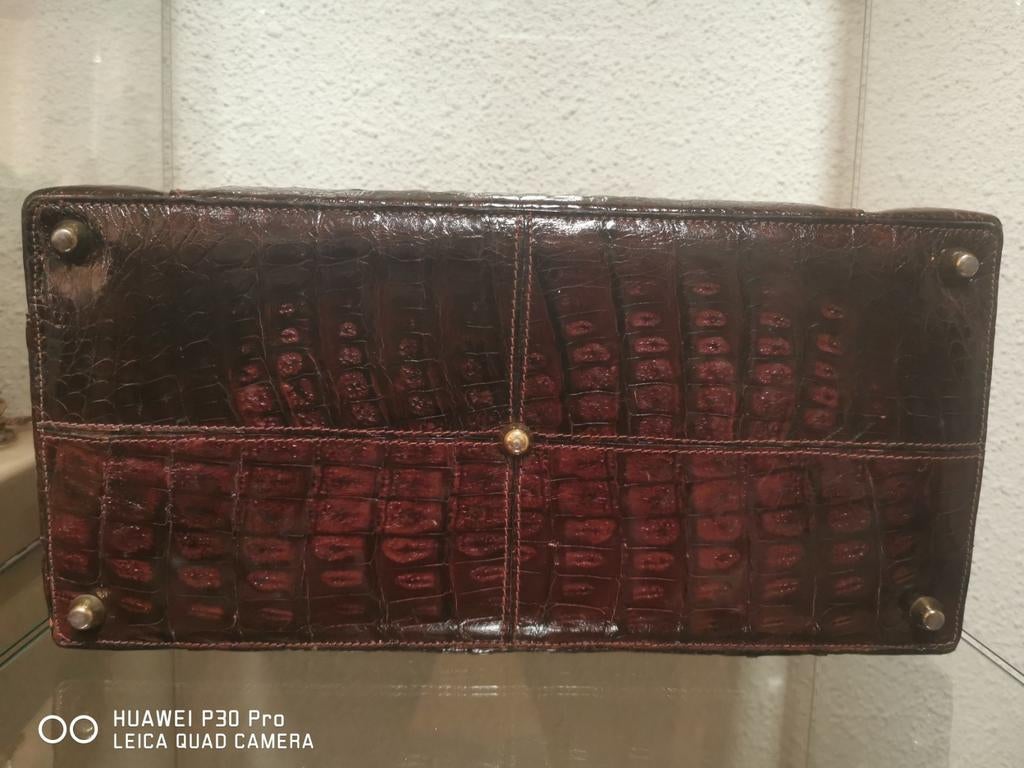 Vintage alligator Leder beautycase, Ophalen of Verzenden, Gebruikt, Bruin