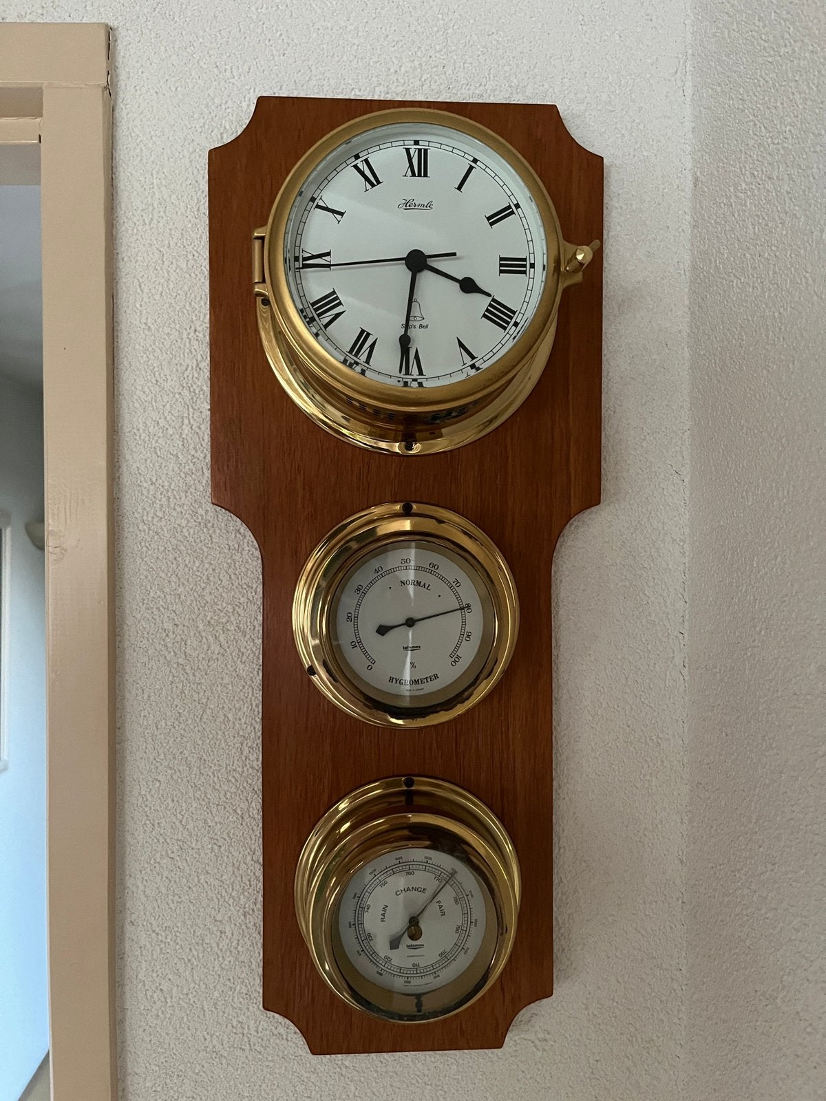 Scheepsklok met barometer en hydrometer, Ophalen, Gebruikt